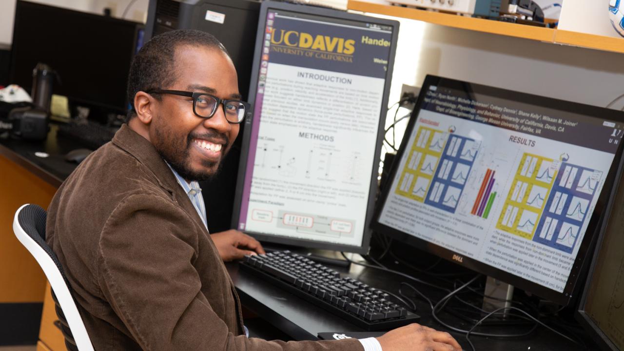 Assistant Professor Wilsaan Joiner explores sensorimotor integration: how sensory inputs, like vision, influence our motor actions and vice versa. David Slipher/UC Davis Assistant Professor Wilsaan Joiner explores sensorimotor integration: how sensory inputs, like vision, influence our motor actions and vice versa. David Slipher/UC Davis